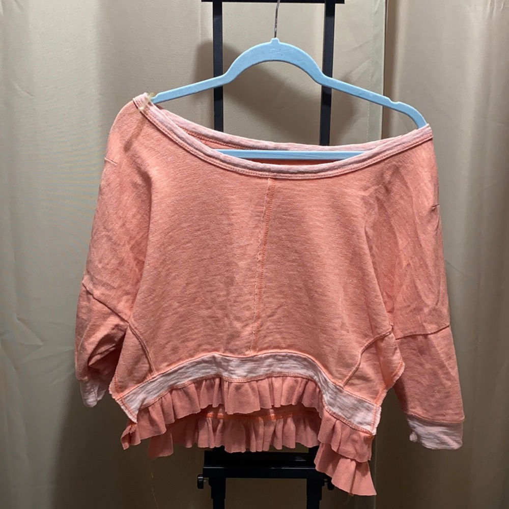 Wide shoulder, high/low Crop Top with Frills
